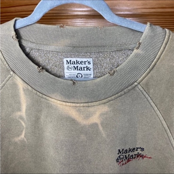 Maker's Mark whisky Sweatshirt Men's Brown Tan Beige Tie Dye - Picture 3 of 5